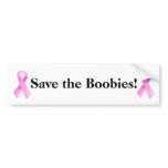 Pink cancer ribbon, Save the Boobies! -3 bumper stickers