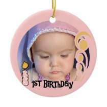 Pink Candle 1st Birthday Keepsake Ornament