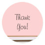 Pink Candy Stripe Thank You Label Round Sticker