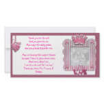 Pink candystripe frame Thank You Card from baby photo cards