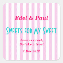 Pink candystripe "Sweets for my Sweet" Sticker