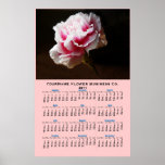 Pink Carnation Floral Wall Calendar