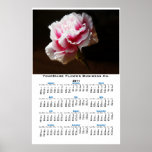 Pink Carnation Floral Wall Calendar