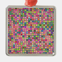 Pink 'Carnations' Textured Mosaic Tiles Pattern Christmas Ornament