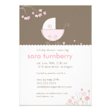 Pink Carriage Baby Shower Invitation