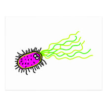Pink Cartoon Germ Post Cards
