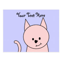 Pink Cat Cartoon Post Card