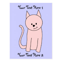 Pink Cat Cartoon Postcard