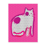 'pink cat' digital painting postcard