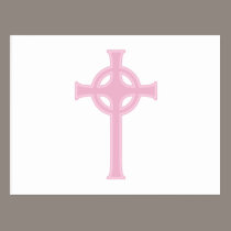 Pink Celtic Christian Cross postcards