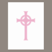 Pink Celtic Christian Cross postcards