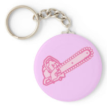 Pink Chainsaw of Love Key Chains