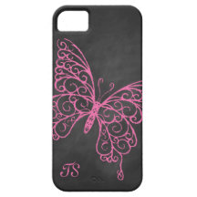 Pink Chalkboard Butterfly iPhone 5 Case-Mate ID