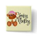 Pink Cheeky Monkey Button