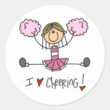 Pink Cheerleader Round Sticker