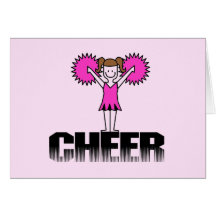Pink Cheerleading T-shirts and Gifts Greeting Cards