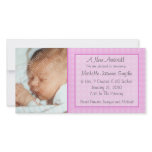 Pink Chequerboard New Baby Photo Card photo cards