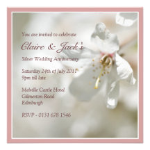 Pink Cherry Blossom Anniversary Party Announcements