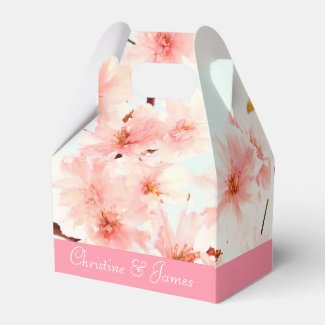 Pink cherry blossom, customizable gift box favor boxes