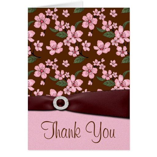Pink Cherry Blossom Wedding Thank You Cards