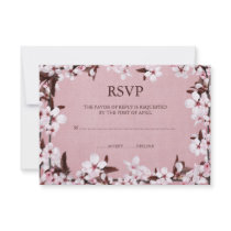 Pink Cherry Blossoms Border RSVP Response Cards