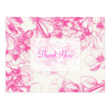 Pink Cherry Blossoms Thank You Post Card