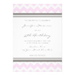 Pink Chevron 35th Birthday Party Invitations