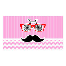 Pink Chevron Mustache; Funny Business Card Templates