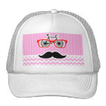 Pink Chevron Mustache; Funny Mesh Hats