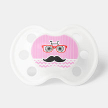 Pink Chevron Mustache; Funny Pacifiers