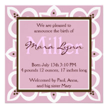 Pink, Chocolate and White Invitation