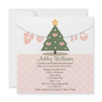 Pink Christmas Baby Shower Invitations