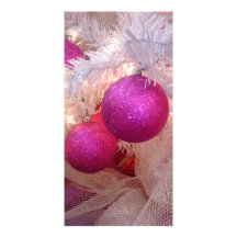 Pink christmas balls custom photo card
