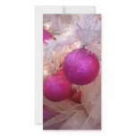 Pink christmas balls photo cards