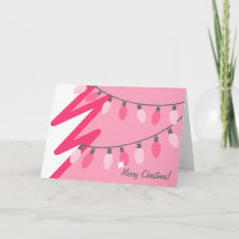  Fashioned Christmas Lights on Pink Christmas Tree   Old Fashioned Lights Greeting Cards
