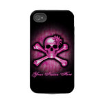 Pink Chrome Skull and Crossbones iPhone 4 Case