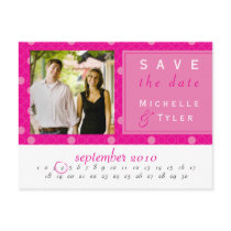 Pink Circle Save the Date Card Postcard