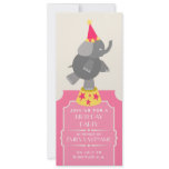 Pink Circus Ticket Elephant Birthday Party Announcements
