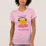 Pink cloud happy sun with headphones T-shirt