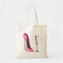 Pink Corkscrew Stiletto Shoe and Champagne Glass Bags