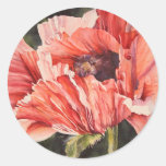 Pink Corn Poppy Wedding Easter Envelope Seal Sticker