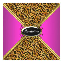 Pink Cougar Birthday Party Dinner Invitation