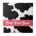 Pink Cow Print Ceramic Tile Trivet