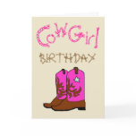 Pink Cowgirl Boots Birthday Invitation Greeting Card