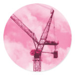 Pink Crane Round Sticker