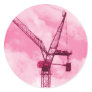 Pink Crane Round Sticker