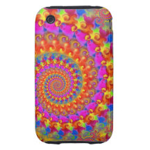 Pink Crazy Fractal Tough iPhone 3 Case