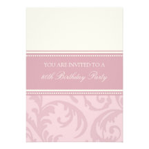 Pink Cream Floral 80th Birthday Party Invitations