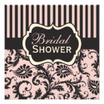 Pink, Cream, Grey Damask Bridal Shower Invitation