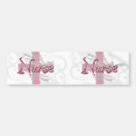 Pink Cross/Swirl Nurse Bumper Stickers